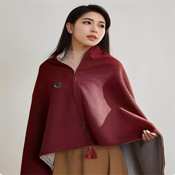 Portable USB Heated Shawl with 3 Heat Settings, Knitted Cotton Wrap | Quick-Heating USB Shawl Wrap | Heated Blankets