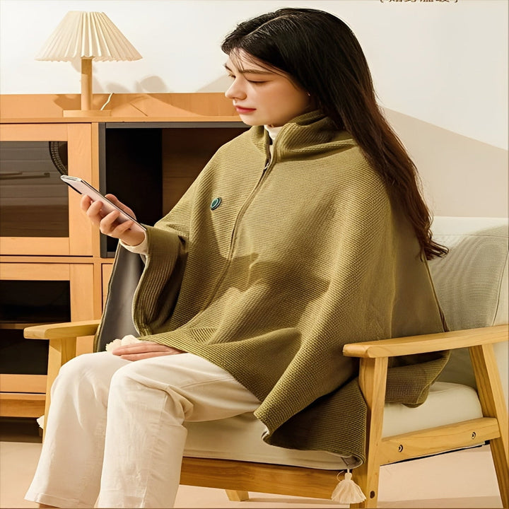 Portable USB Heated Shawl with 3 Heat Settings, Knitted Cotton Wrap | Quick-Heating USB Shawl Wrap | Heated Blankets