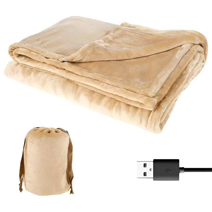 Cordless Electric Heated Throw Blanket, USB Powered Flannel, 63 x 33 in | USB Flannel Heated Throw | Heated Blankets