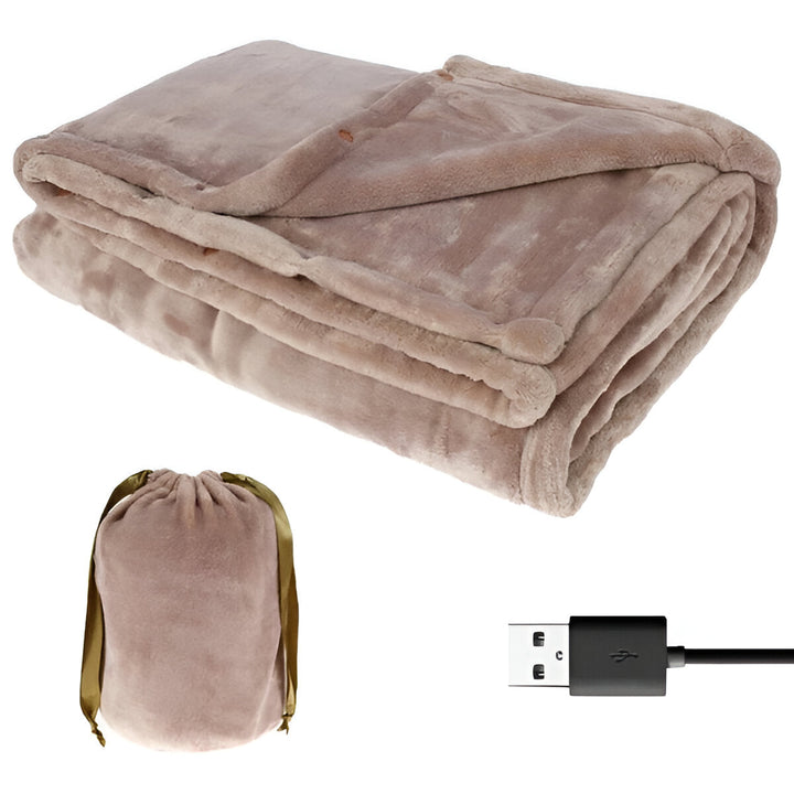 Cordless Electric Heated Throw Blanket, USB Powered Flannel, 63 x 33 in | USB Flannel Heated Throw | Heated Blankets