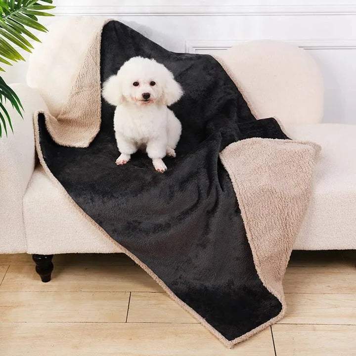 Waterproof Sherpa Fleece Dog Blanket and Furniture Protector, Reversible | Waterproof Pet Furniture Cover | Pet Blankets