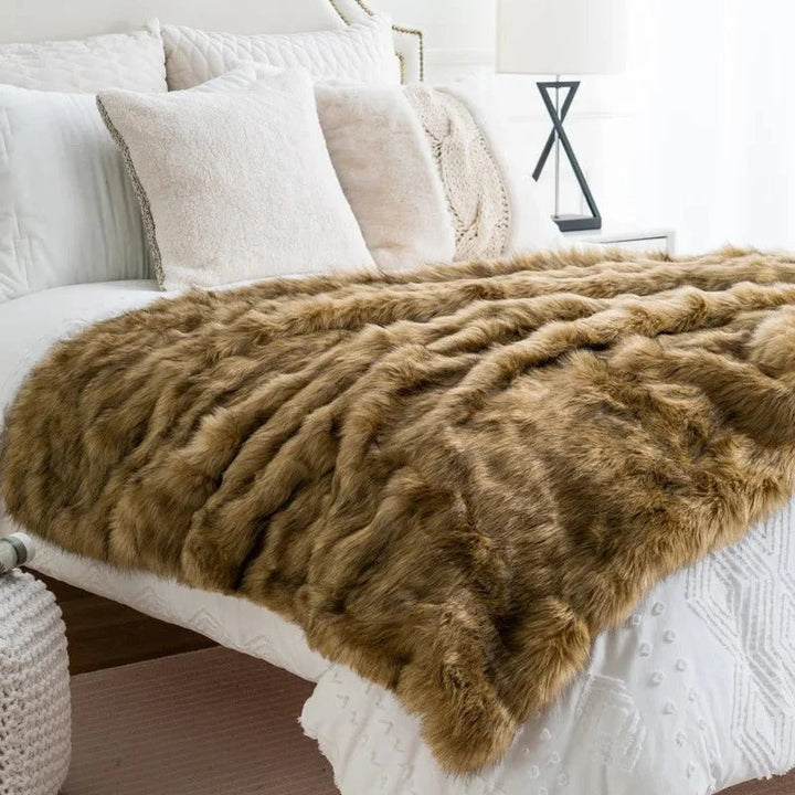 Faux Fox Fur Throw Blanket, Heavy Velvety Pile, Three Sizes | Heavyweight Faux Fox Fur Luxury | Throw Blankets