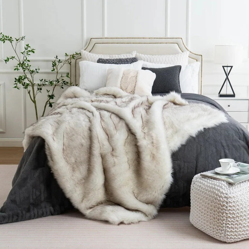 Faux Fox Fur Throw Blanket, Heavy Velvety Pile, Three Sizes | Heavyweight Faux Fox Fur Luxury | Throw Blankets