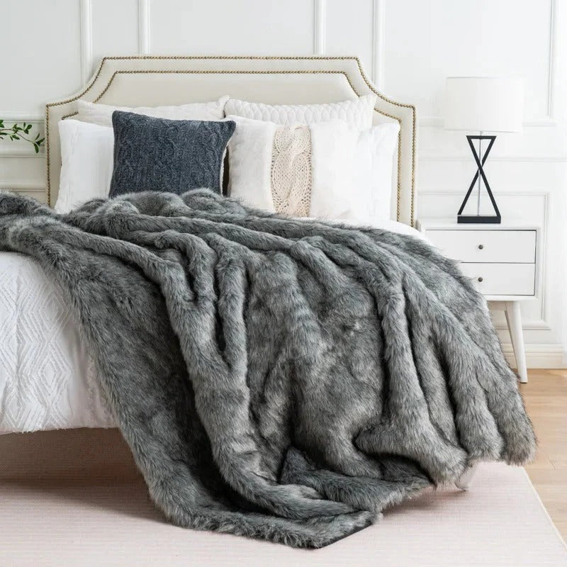 Faux Fox Fur Throw Blanket, Heavy Velvety Pile, Three Sizes | Heavyweight Faux Fox Fur Luxury | Throw Blankets