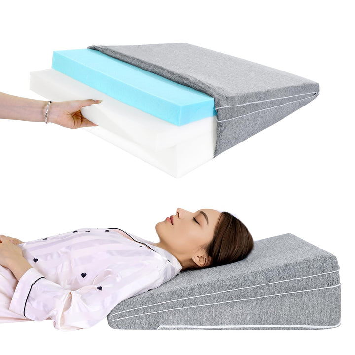 Adjustable Memory Foam Bed Wedge Pillow for Back Support and Leg Elevation | Raise Your Back or Legs Gently | Wedge Pillows