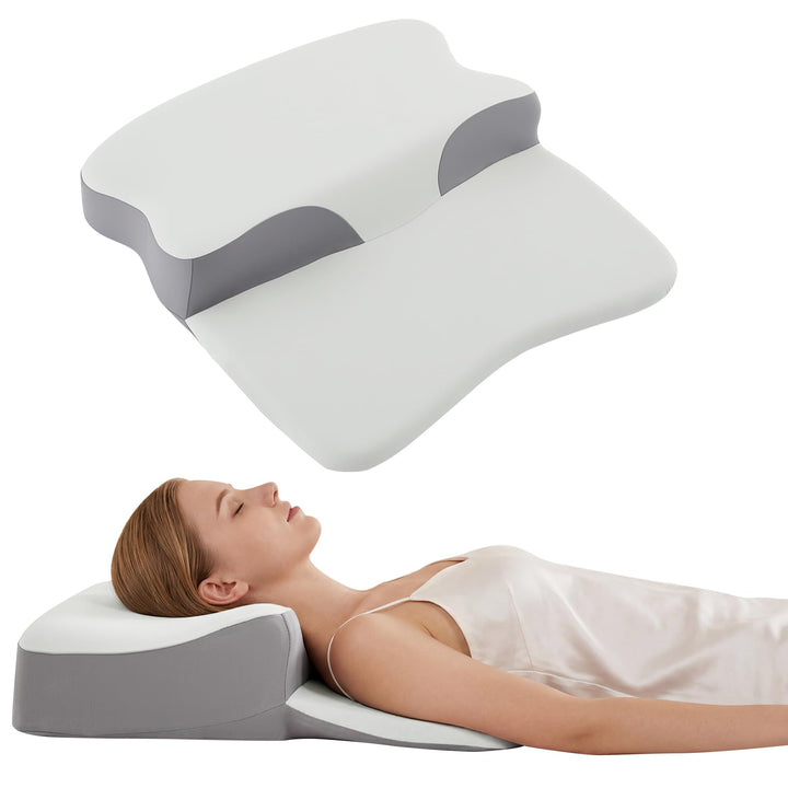 Cervical Memory Foam Neck Pillow with Cooling Cover for Back Sleepers | Cooling Cervical Neck Pillow | Bed Pillows