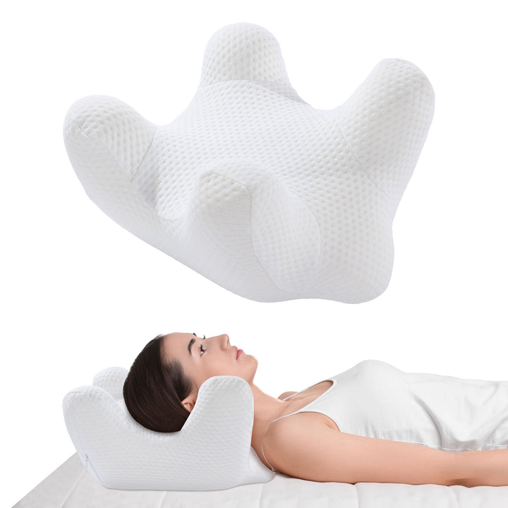 Ergonomic Air Layer Memory Foam Face and Neck Pillow | Breathable Face and Neck Contour | Bed Pillows