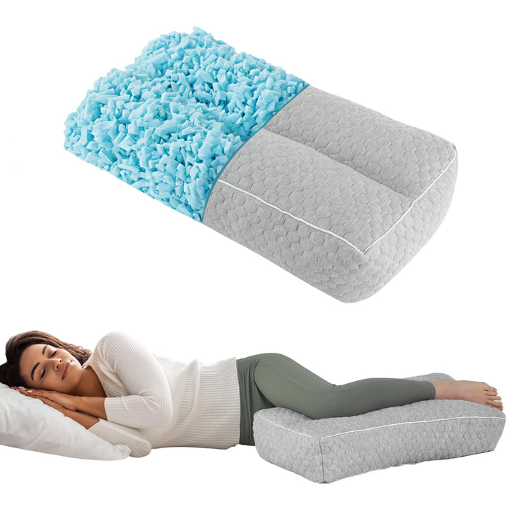 6.5 Inch Shredded Memory Foam Knee Pillow for Side Sleepers | Tall Shredded Foam Knee Pillow | Knee Pillows