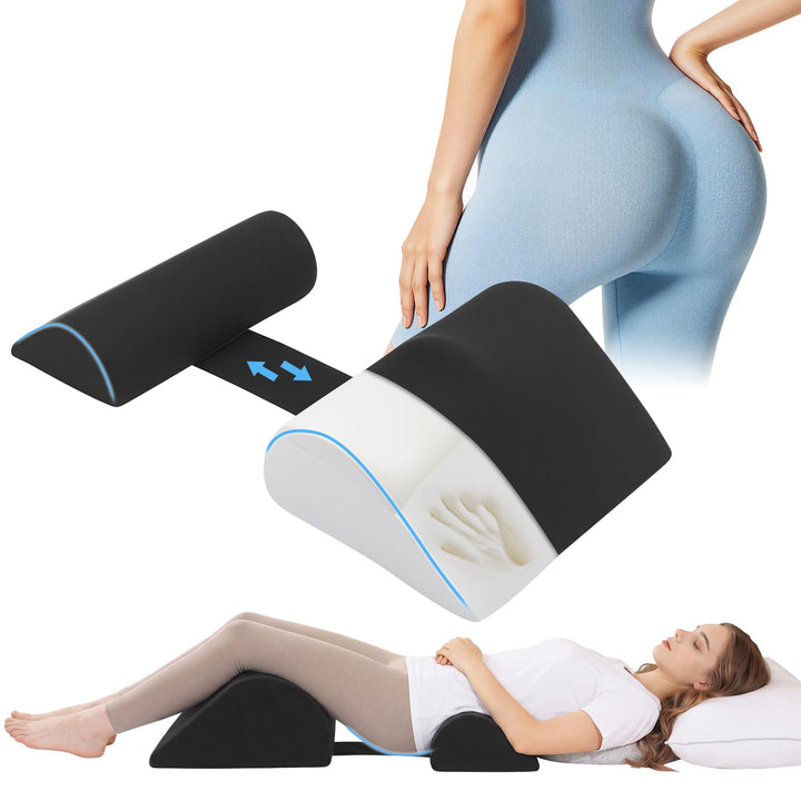 Adjustable Support Pillow Set with Strap, Lumbar Cushion and Leg Wedge | Two-Piece Set with Strap, Custom Fit | Wedge Pillows