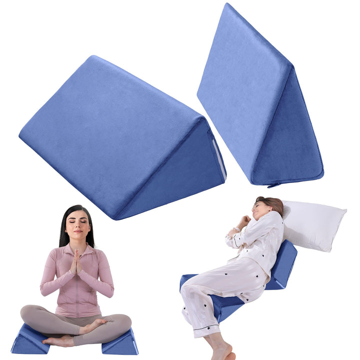 Small Foam Wedge Pillows, Set of 2, for Side Sleeping and Leg Elevation | Two Compact Wedges for Flexible Support | Wedge Pillows