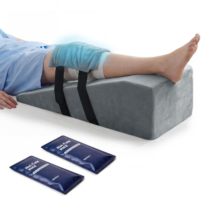 Leg Elevation Pillow with 2 Reusable Gel Packs for Hot or Cold Use | Elevated Rest with Cooling Packs | Wedge Pillows