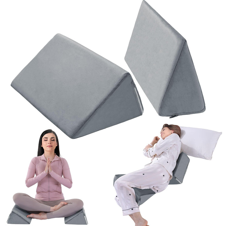 Small Foam Wedge Pillows, Set of 2, for Side Sleeping and Leg Elevation | Two Compact Wedges for Flexible Support | Wedge Pillows