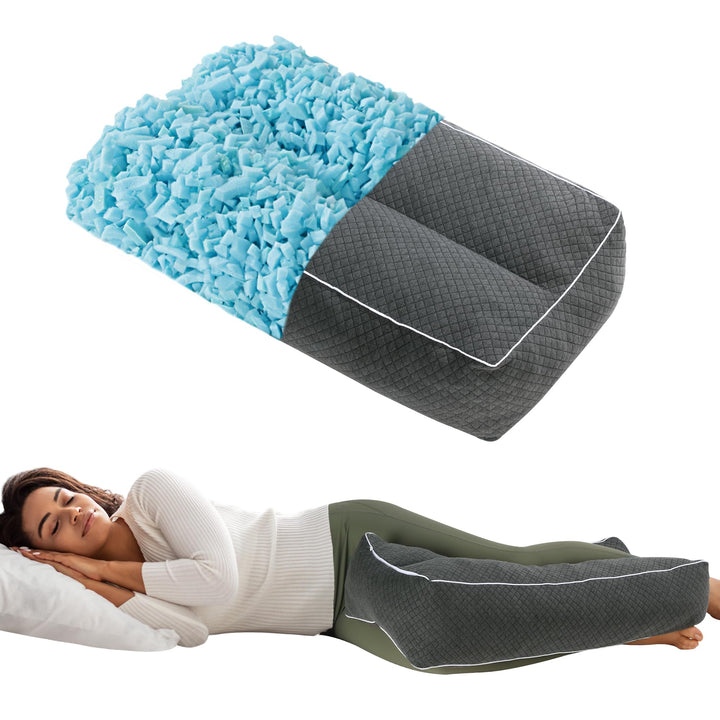 6.5 Inch Shredded Memory Foam Knee Pillow for Side Sleepers | Tall Shredded Foam Knee Pillow | Knee Pillows