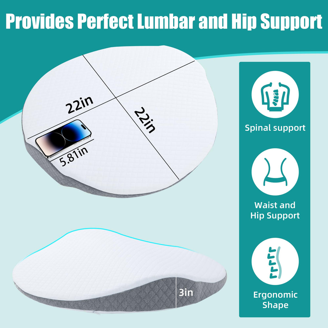Memory Foam Wedge Lumbar Support Pillow for Bed with Removable Cover | Wedge Lift for Your Lower Back | Wedge Pillows
