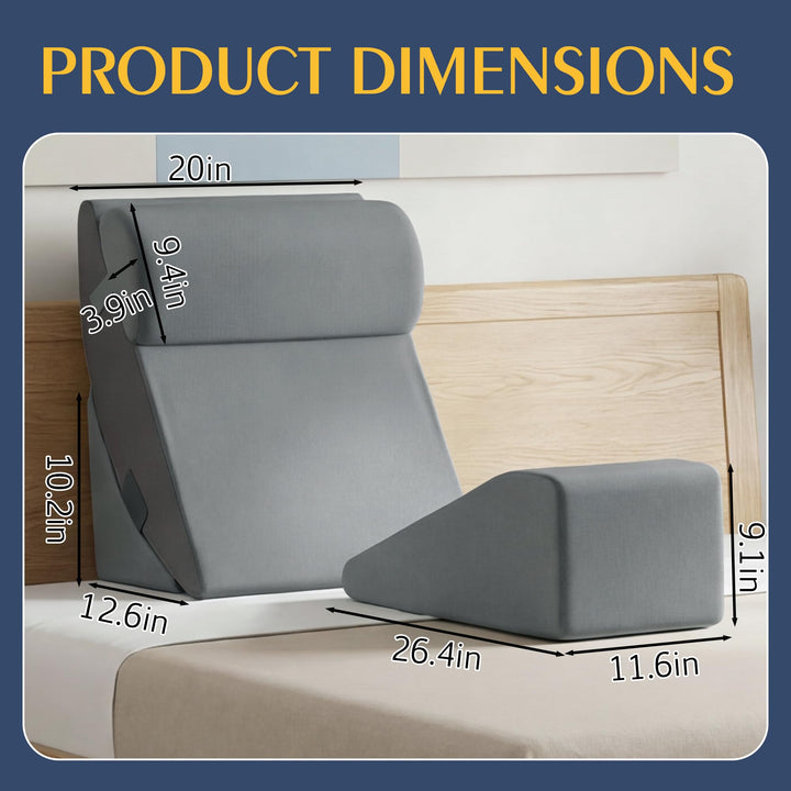 4-Piece Wedge Pillow Set for Leg Elevation and Upright Reading | Four Wedges, Many Positions | Wedge Pillows