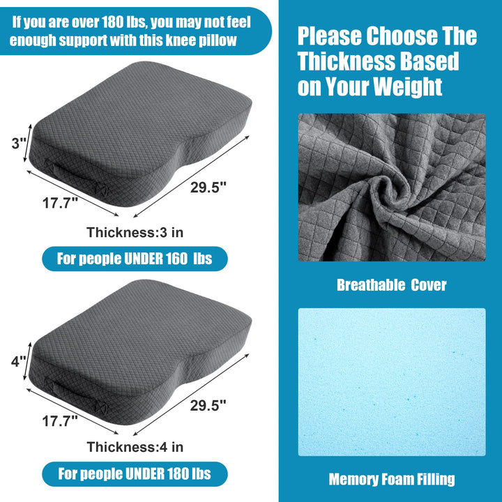 Memory Foam Knee Pillow for Side Sleepers, Pregnancy and Hip Alignment | Knee Pillow for Comfortable Alignment | Knee Pillows