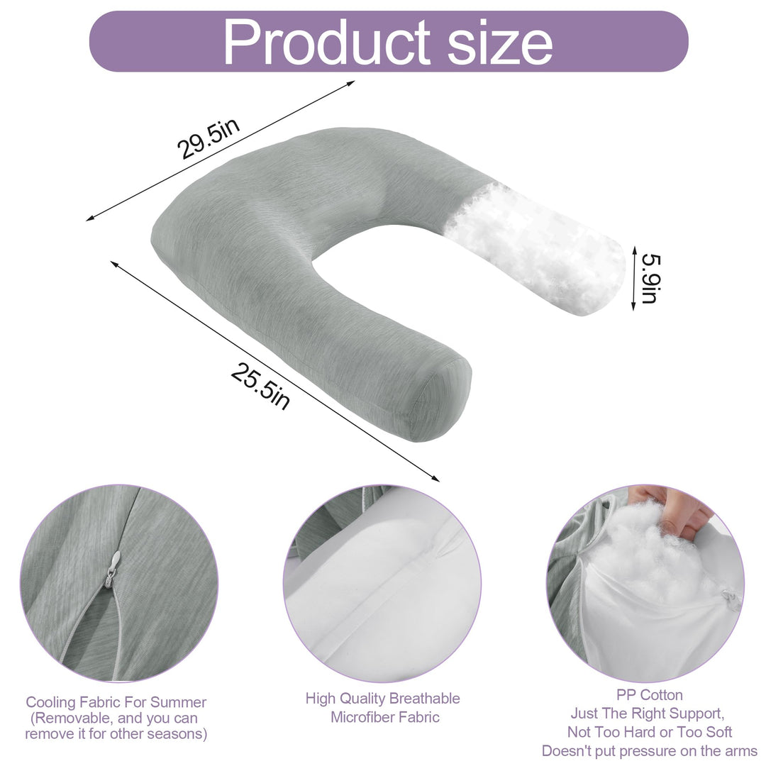 Cooling U-Shaped Body Pillow for Neck and Shoulder Support | Cool U-Shape Support All Night | Body Pillows