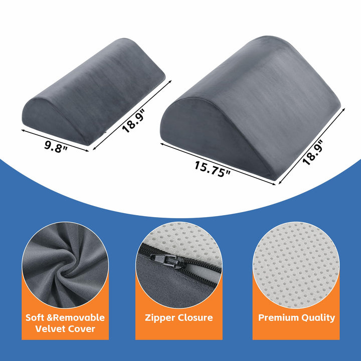 Two-Piece Support Set with Lumbar Cushion and Leg Wedge for Sleeping | Lumbar Cushion and Leg Wedge Pair | Wedge Pillows