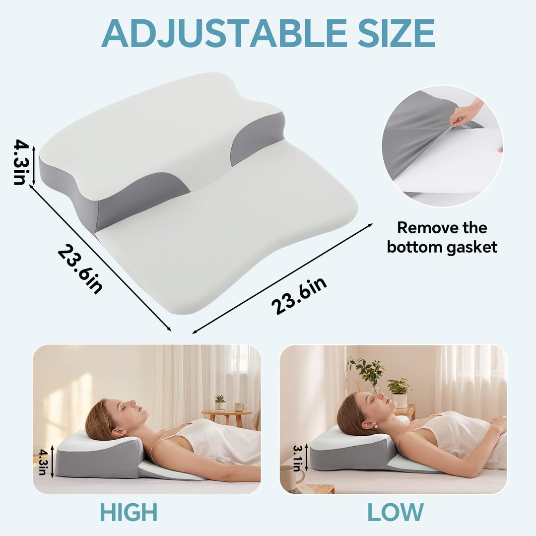 Cervical Memory Foam Neck Pillow with Cooling Cover for Back Sleepers | Cooling Cervical Neck Pillow | Bed Pillows