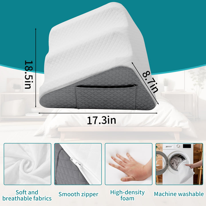 8.7 Inch High Foam Leg Support Pillow for Comfortable Resting | Tall Foam Lift for Legs | Wedge Pillows