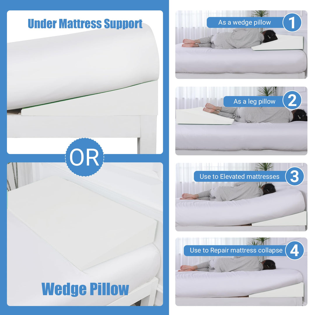Under Mattress Support Wedge in Thick Foam for Sagging Beds | Lift and Level an Uneven Mattress | Mattress Wedges
