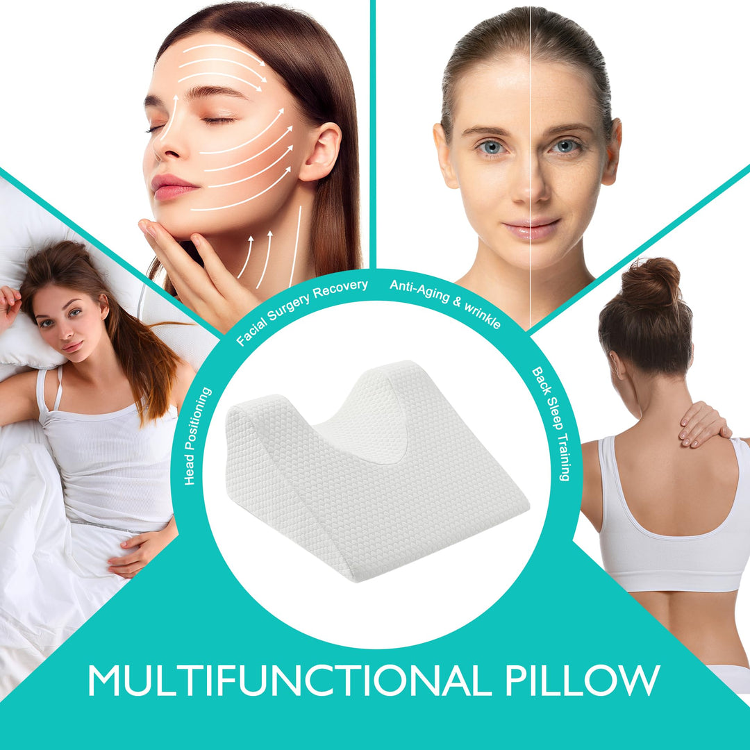 Memory Foam Recovery Pillow for Back Sleeping with Face and Neck Support | Face-Friendly Support for Back Sleeping | Bed Pillows