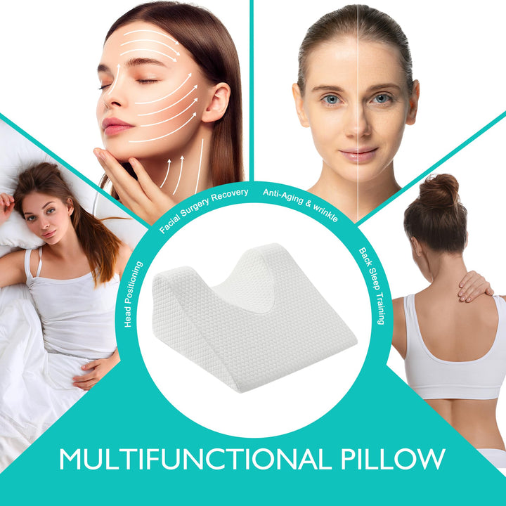 Memory Foam Recovery Pillow for Back Sleeping with Face and Neck Support | Face-Friendly Support for Back Sleeping | Bed Pillows