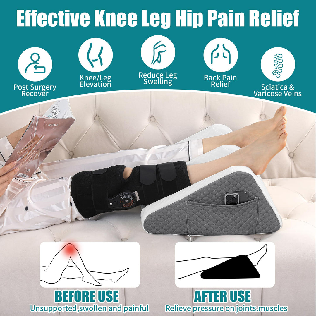 8.7 Inch High Foam Leg Support Pillow for Comfortable Resting | Tall Foam Lift for Legs | Wedge Pillows