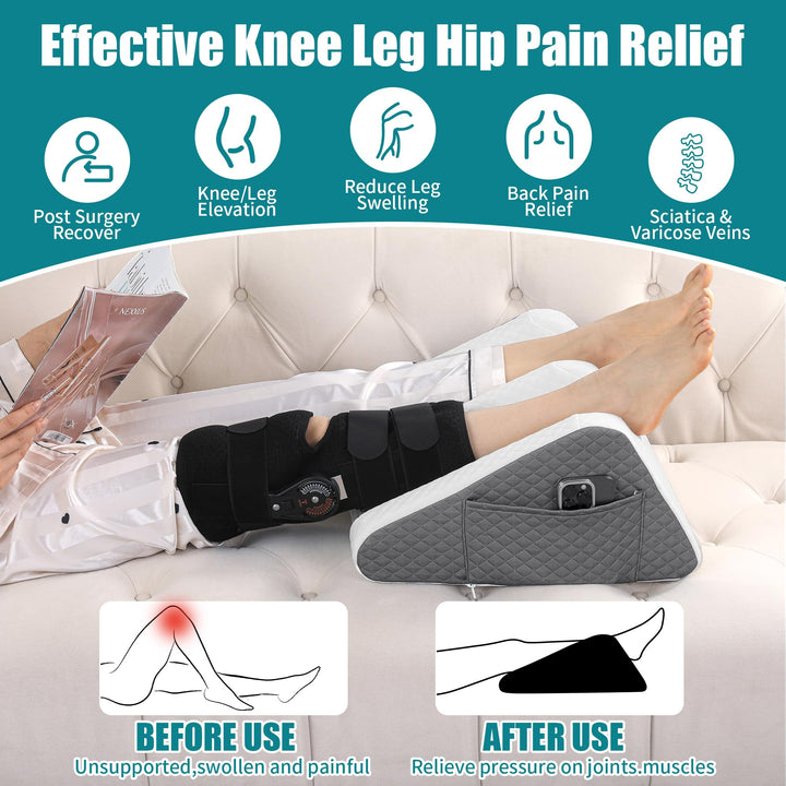 8.7 Inch High Foam Leg Support Pillow for Comfortable Resting | Tall Foam Lift for Legs | Wedge Pillows