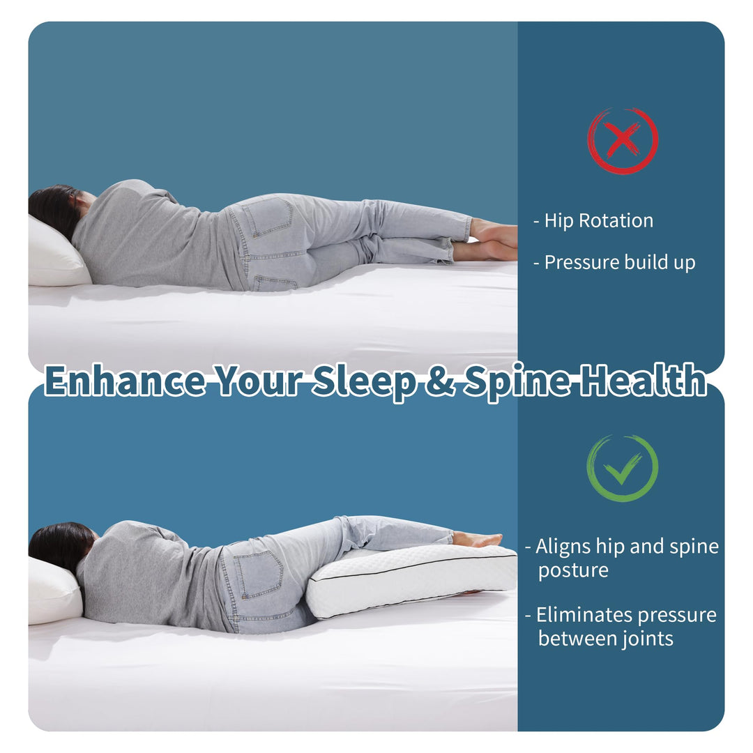 6.5 Inch Shredded Memory Foam Knee Pillow for Side Sleepers | Tall Shredded Foam Knee Pillow | Knee Pillows
