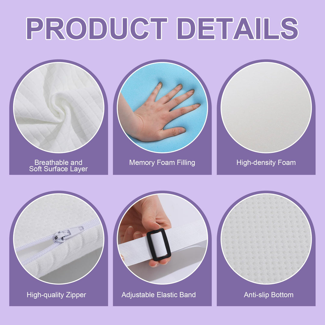 Adjustable Memory Foam Wedge Pillow for Torso and Upper Body Support | Adjustable Upper Body Lift | Wedge Pillows