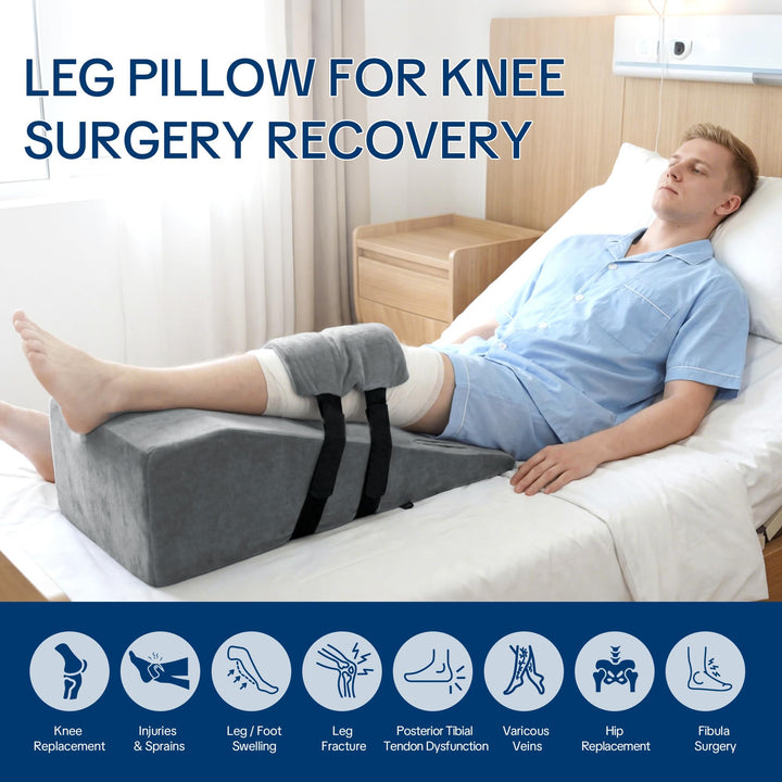 Leg Elevation Pillow with 2 Reusable Gel Packs for Hot or Cold Use | Elevated Rest with Cooling Packs | Wedge Pillows