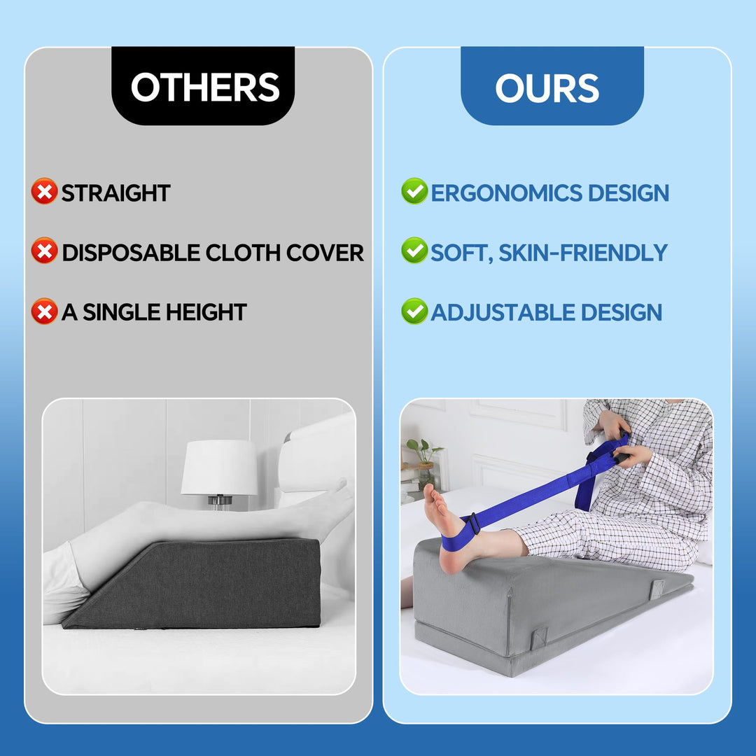 2-in-1 Adjustable Leg Elevation Wedge Pillow with Leg Lifter | Two Ways to Rest Your Legs | Wedge Pillows