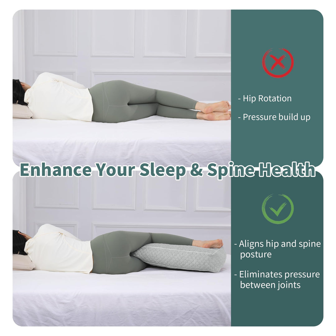 6.5 Inch Shredded Memory Foam Knee Pillow for Side Sleepers | Tall Shredded Foam Knee Pillow | Knee Pillows