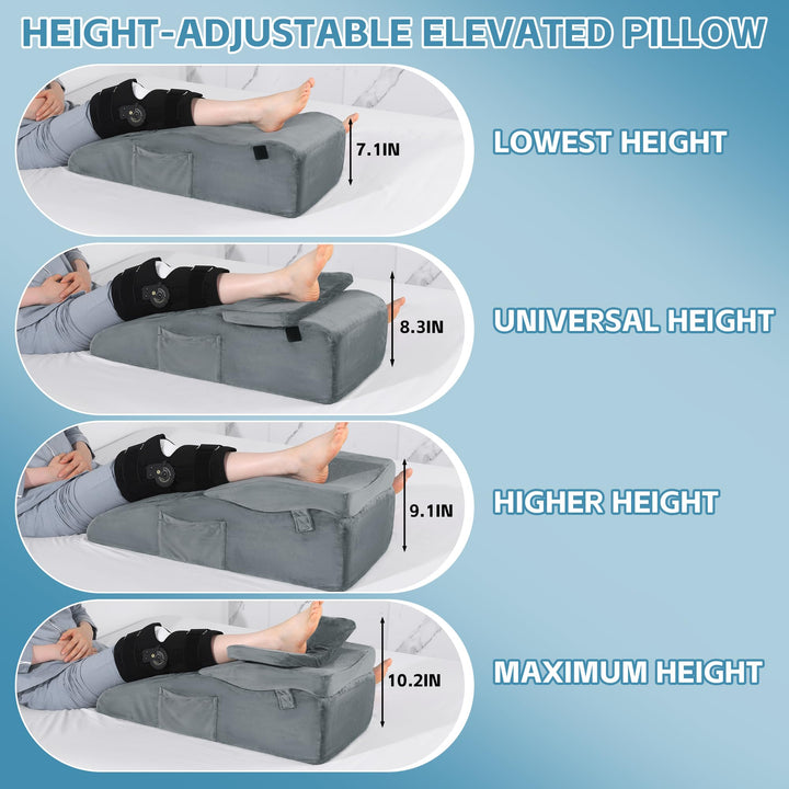 Height Adjustable Leg Elevation Wedge Pillow with Washable Cover | Choose Your Perfect Leg Height | Wedge Pillows