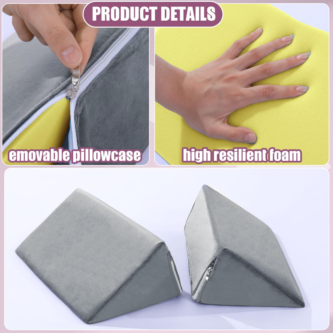 Small Foam Wedge Pillows, Set of 2, for Side Sleeping and Leg Elevation | Two Compact Wedges for Flexible Support | Wedge Pillows