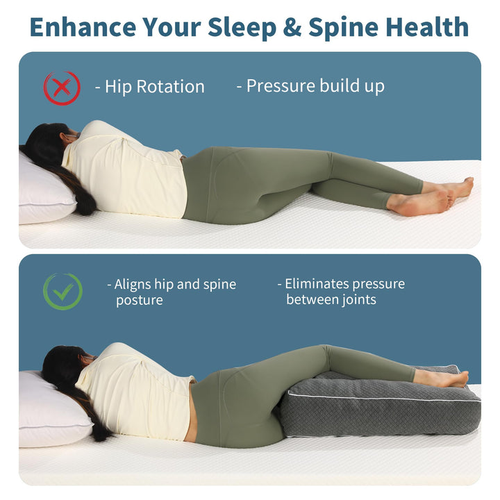 6.5 Inch Shredded Memory Foam Knee Pillow for Side Sleepers | Tall Shredded Foam Knee Pillow | Knee Pillows