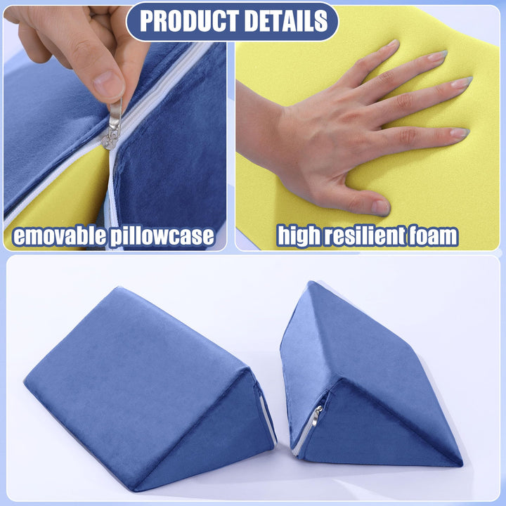 Small Foam Wedge Pillows, Set of 2, for Side Sleeping and Leg Elevation | Two Compact Wedges for Flexible Support | Wedge Pillows