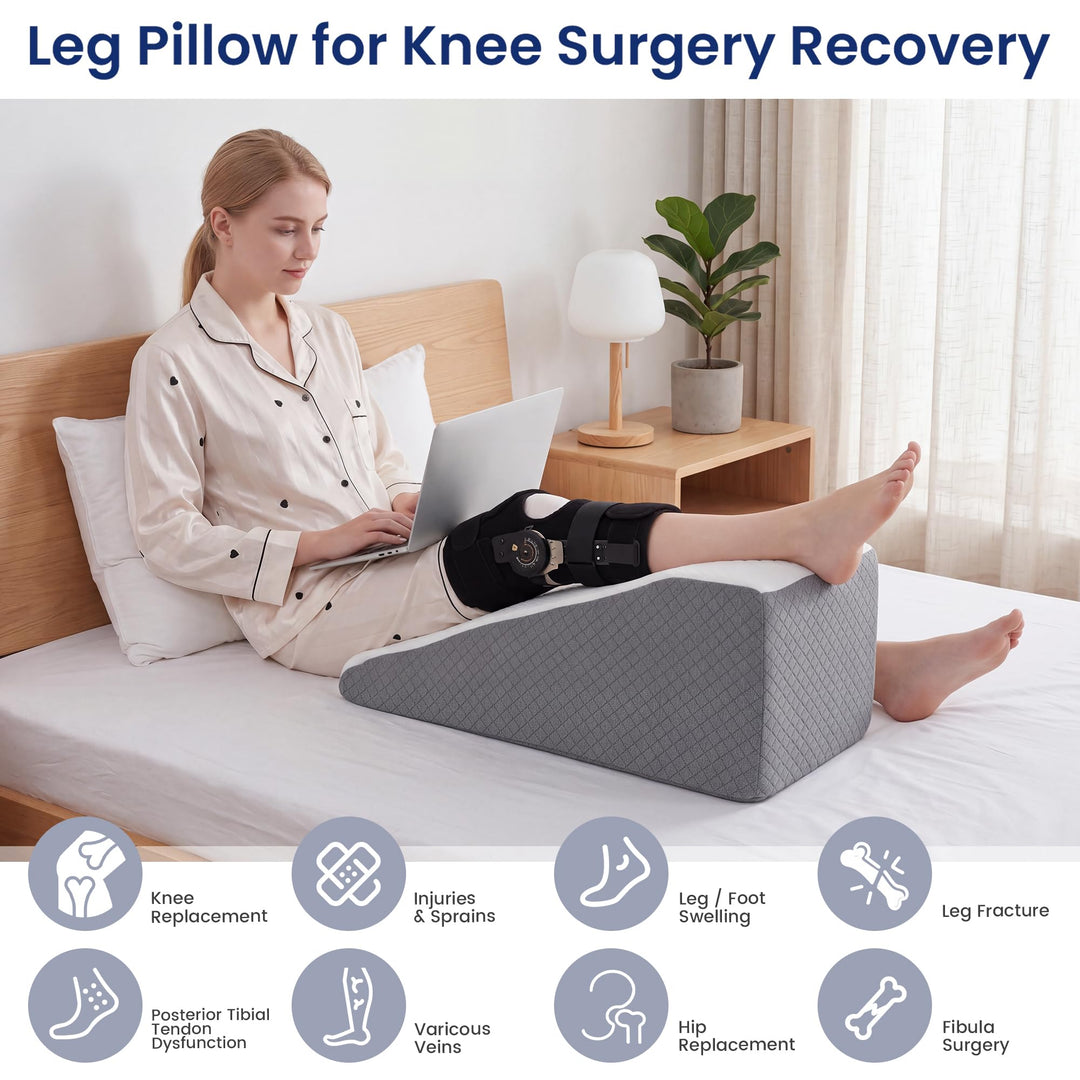 Contoured Leg Elevation Pillow for Comfortable Rest After a Long Day | Cradle-Shaped Leg Comfort | Wedge Pillows