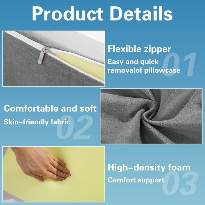 Small Foam Wedge Pillow for Side Sleeping and Leg Elevation | Compact Wedge, Big Comfort | Wedge Pillows