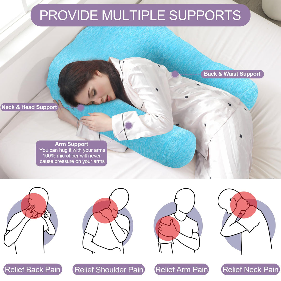 Cooling U-Shaped Body Pillow for Neck and Shoulder Support | Cool U-Shape Support All Night | Body Pillows