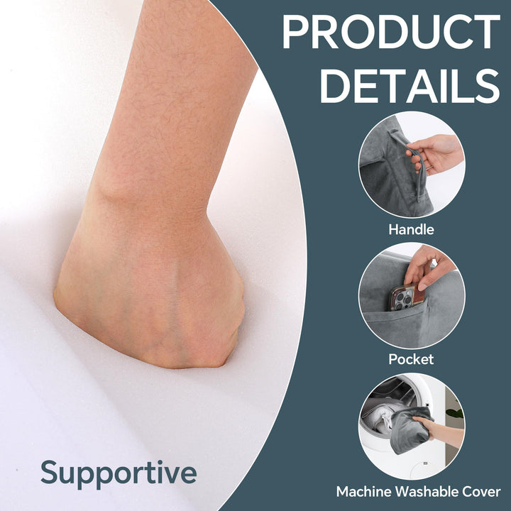 Knee Support Leg Elevation Pillow with Side Pockets and Handles | Rest with Essentials in Reach | Wedge Pillows