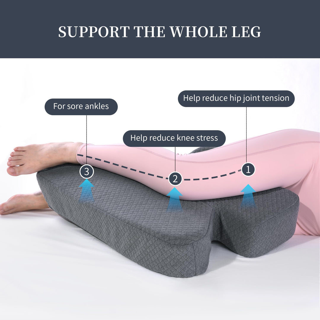 4 Inch Z-Shaped Memory Foam Knee Pillow with Pressure Relief Support | Z-Shaped Cushion for Side Sleepers | Knee Pillows