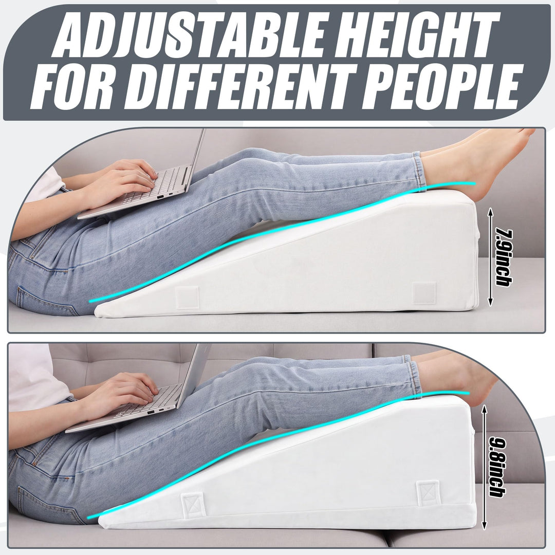 Adjustable Two-Height Leg Elevation Pillow for Knee and Hip Comfort | Two Height Settings for Leg Rest | Wedge Pillows