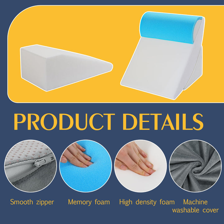 4-Piece Wedge Pillow Set for Leg Elevation and Upright Reading | Four Wedges, Many Positions | Wedge Pillows
