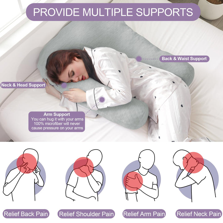 Cooling U-Shaped Body Pillow for Neck and Shoulder Support | Cool U-Shape Support All Night | Body Pillows