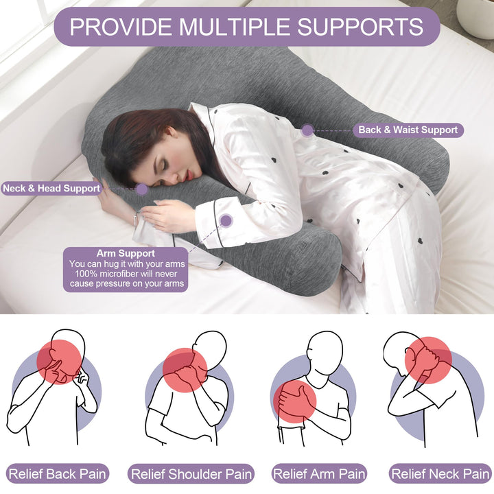 Cooling U-Shaped Body Pillow for Neck and Shoulder Support | Cool U-Shape Support All Night | Body Pillows