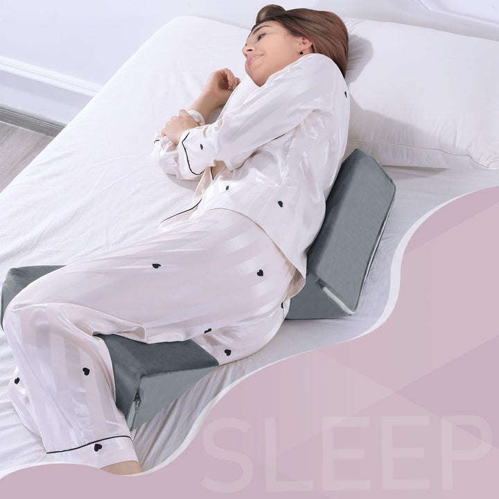 Small Foam Wedge Pillows, Set of 2, for Side Sleeping and Leg Elevation | Two Compact Wedges for Flexible Support | Wedge Pillows