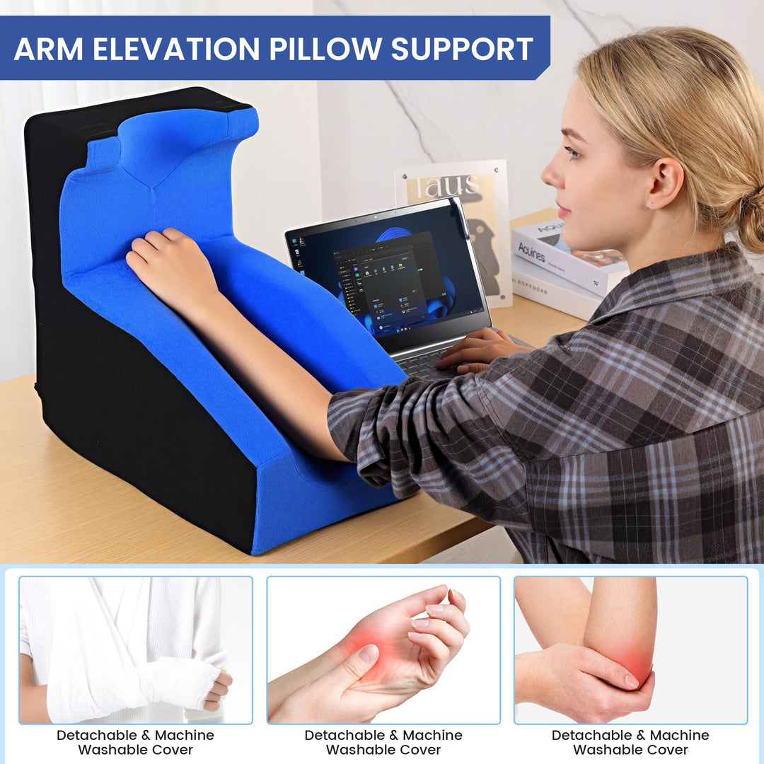 Arm Elevation Pillow for Shoulder, Elbow and Hand Support with Washable Cover | Raised Arm Support for Easy Rest | Wedge Pillows