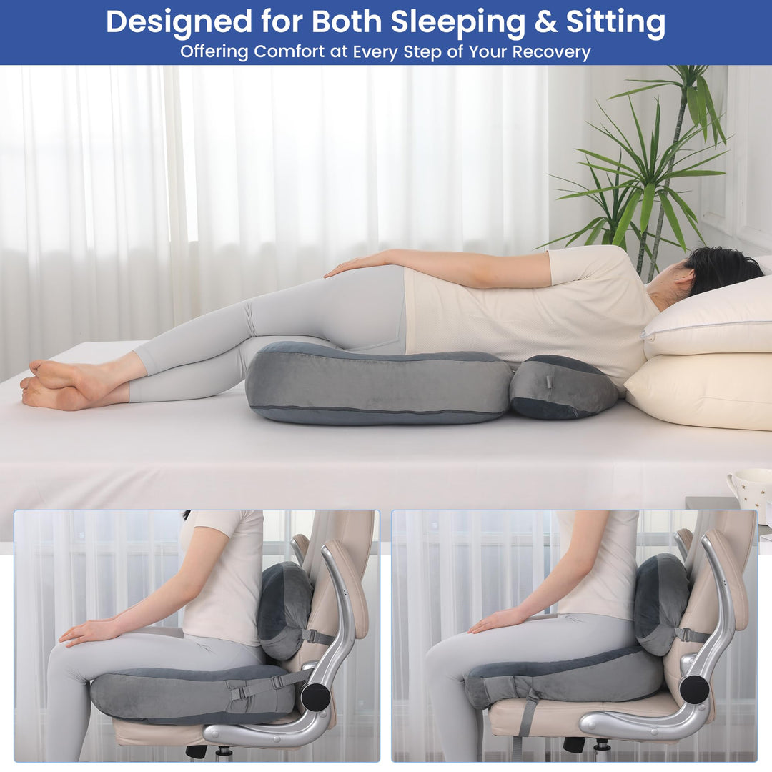 Adjustable Cushion with Lumbar Support for Sitting, Sleeping and Driving | Seat and Lumbar Support Together | Seat Cushions